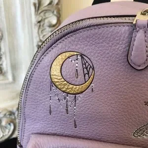 Coach x Chelsea Champlain Tattoo Leather Charlie Backpack, Lilac Purple, F77899 Coach Lilac Multi Chelsea Champlain Mini | Mercari main image 4